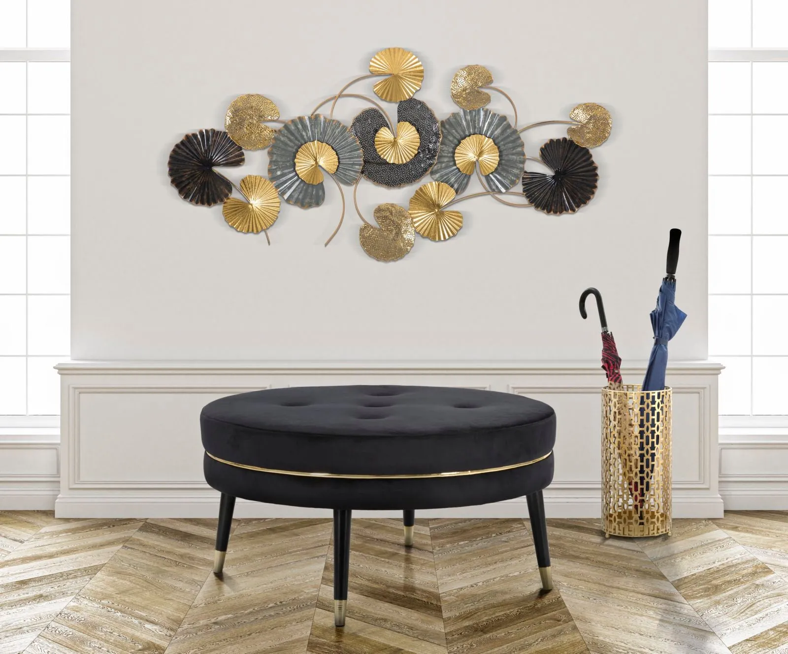 Leaf Bouquet Wall Decor (Golden & Black)