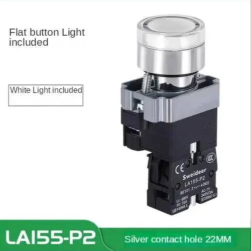 LED Light 220V Push Button Flat Self Locking Indicator Red Green Yellow Blue 12V 24V Illuminated Push Button with Lamp