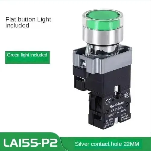 LED Light 220V Push Button Flat Self Locking Indicator Red Green Yellow Blue 12V 24V Illuminated Push Button with Lamp