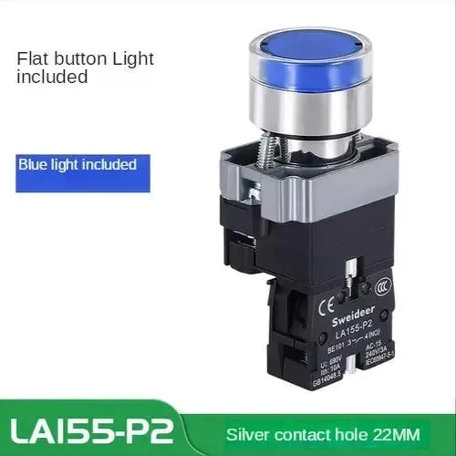 LED Light 220V Push Button Flat Self Locking Indicator Red Green Yellow Blue 12V 24V Illuminated Push Button with Lamp
