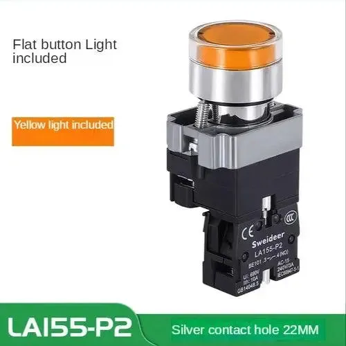 LED Light 220V Push Button Flat Self Locking Indicator Red Green Yellow Blue 12V 24V Illuminated Push Button with Lamp