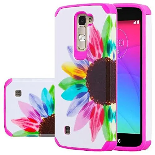 LG Leon LTE Case | Lg Tribute 2 Case | LG Power | LG Sunset | LG Destiny | LG Risio Case, Slim Hybrid [Shock/Impact] Absorption Dual Layer Case - Vivid Sunflower