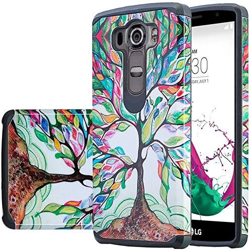 LG V10 Case, Slim Hybrid Dual Layer[Shock Resistant] Armor Case Cover for LG V10 - Vibrant Tree