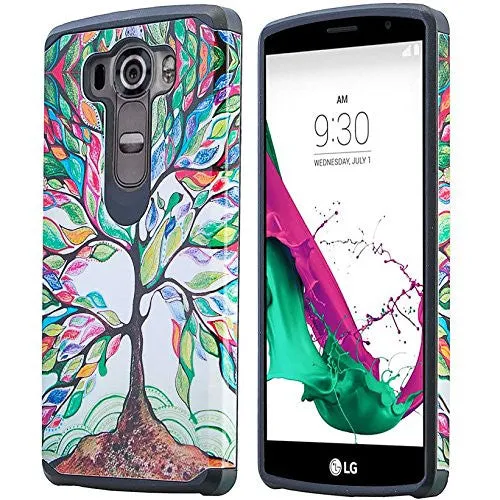 LG V10 Case, Slim Hybrid Dual Layer[Shock Resistant] Armor Case Cover for LG V10 - Vibrant Tree