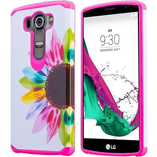 LG V10 Case, Slim Hybrid Dual Layer[Shock Resistant] Armor Case Cover for LG V10 - Vivid Sunflower
