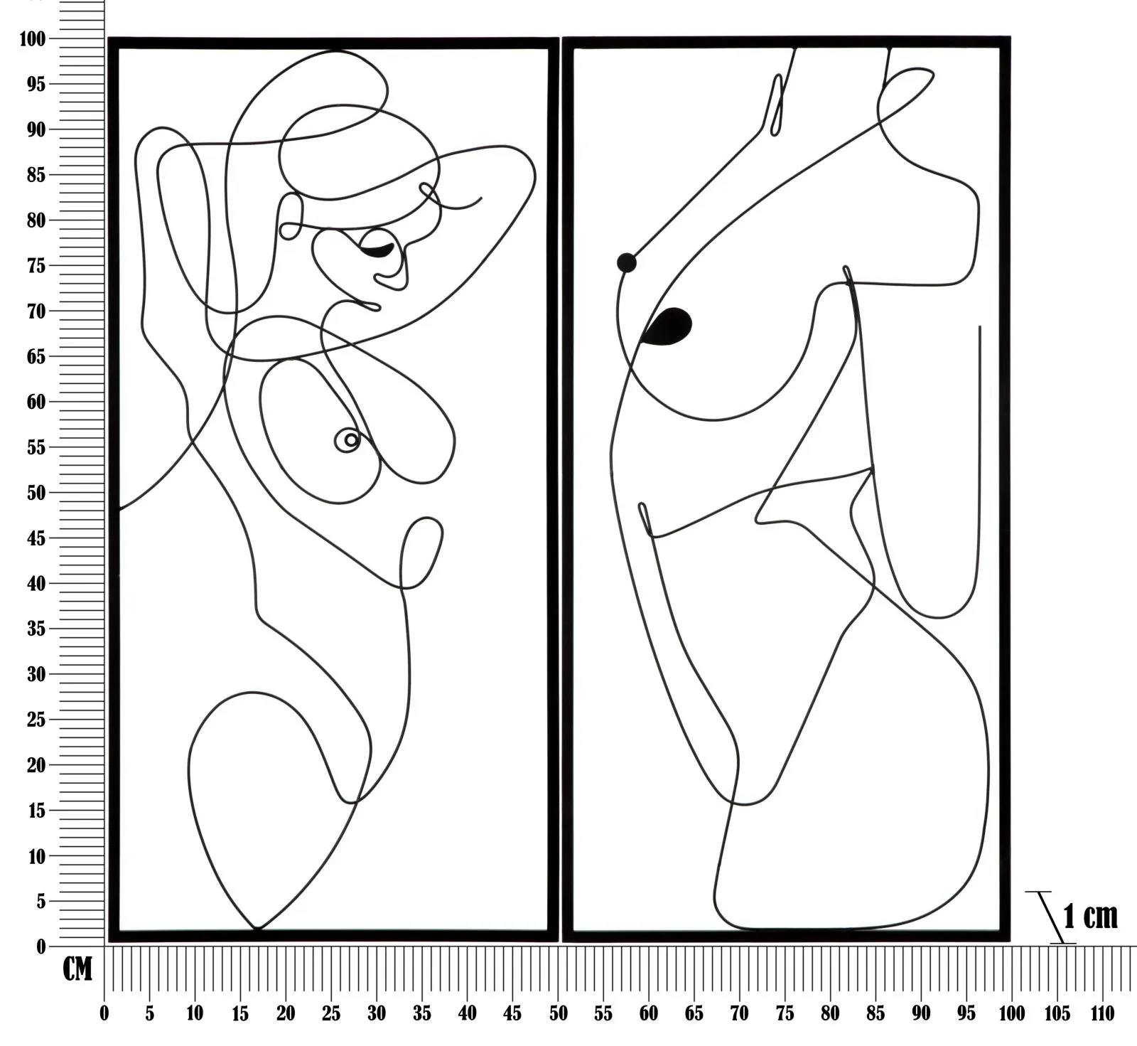 Metal Abstract Women Body Wall Decor Set of 2