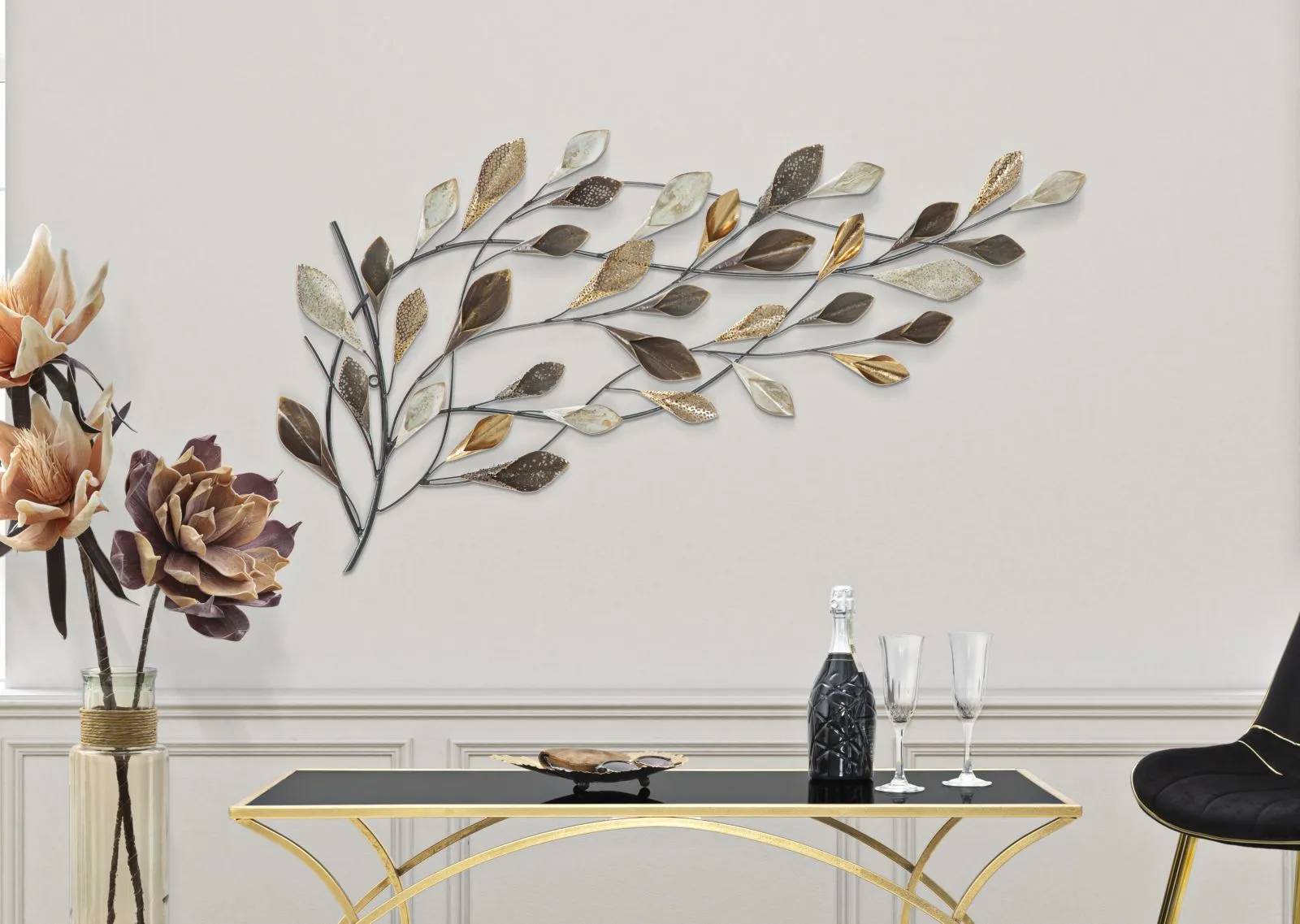Metallic Floating Leaves Wall Decor