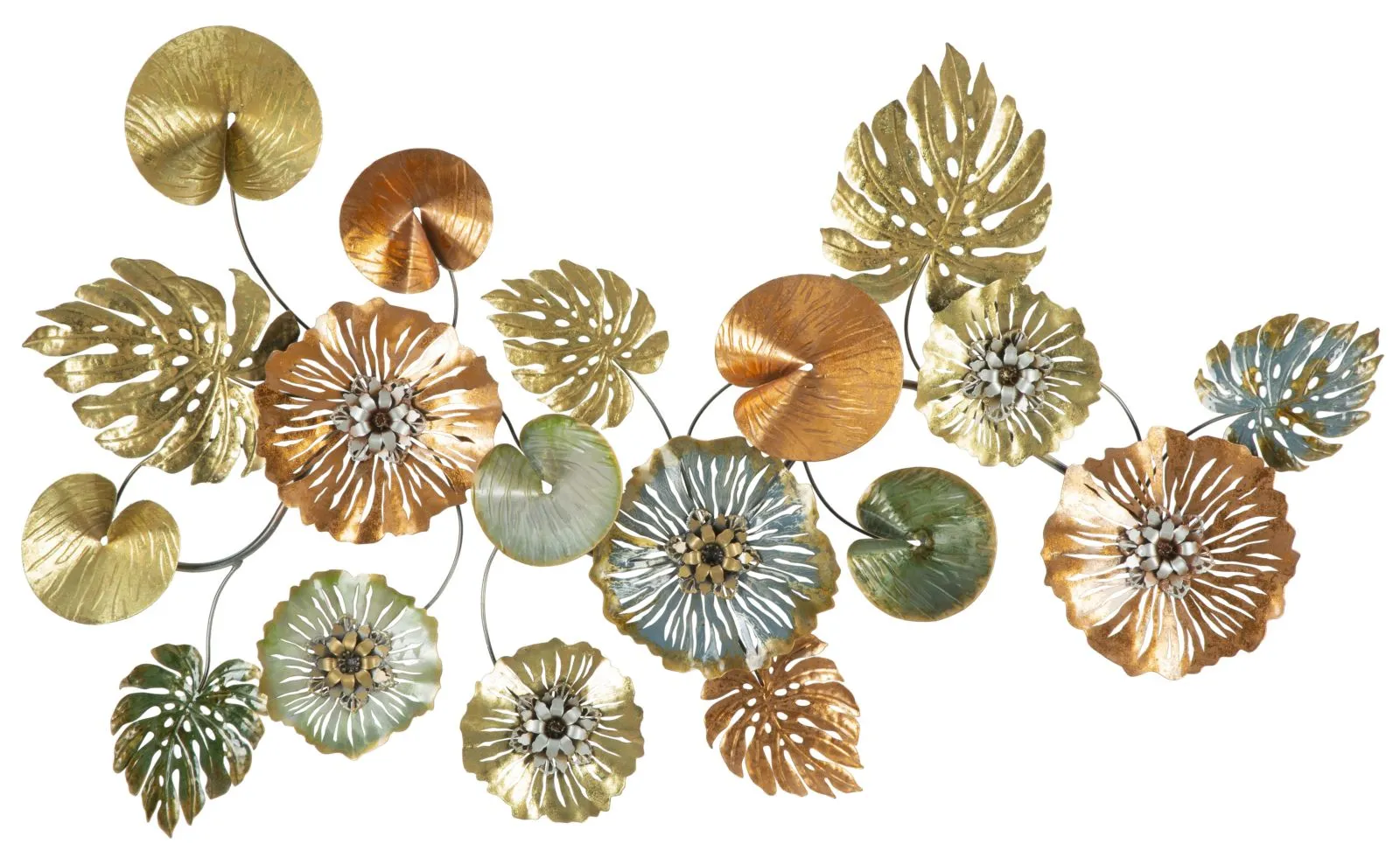 Metallic Flower & Leaf Wall Decor