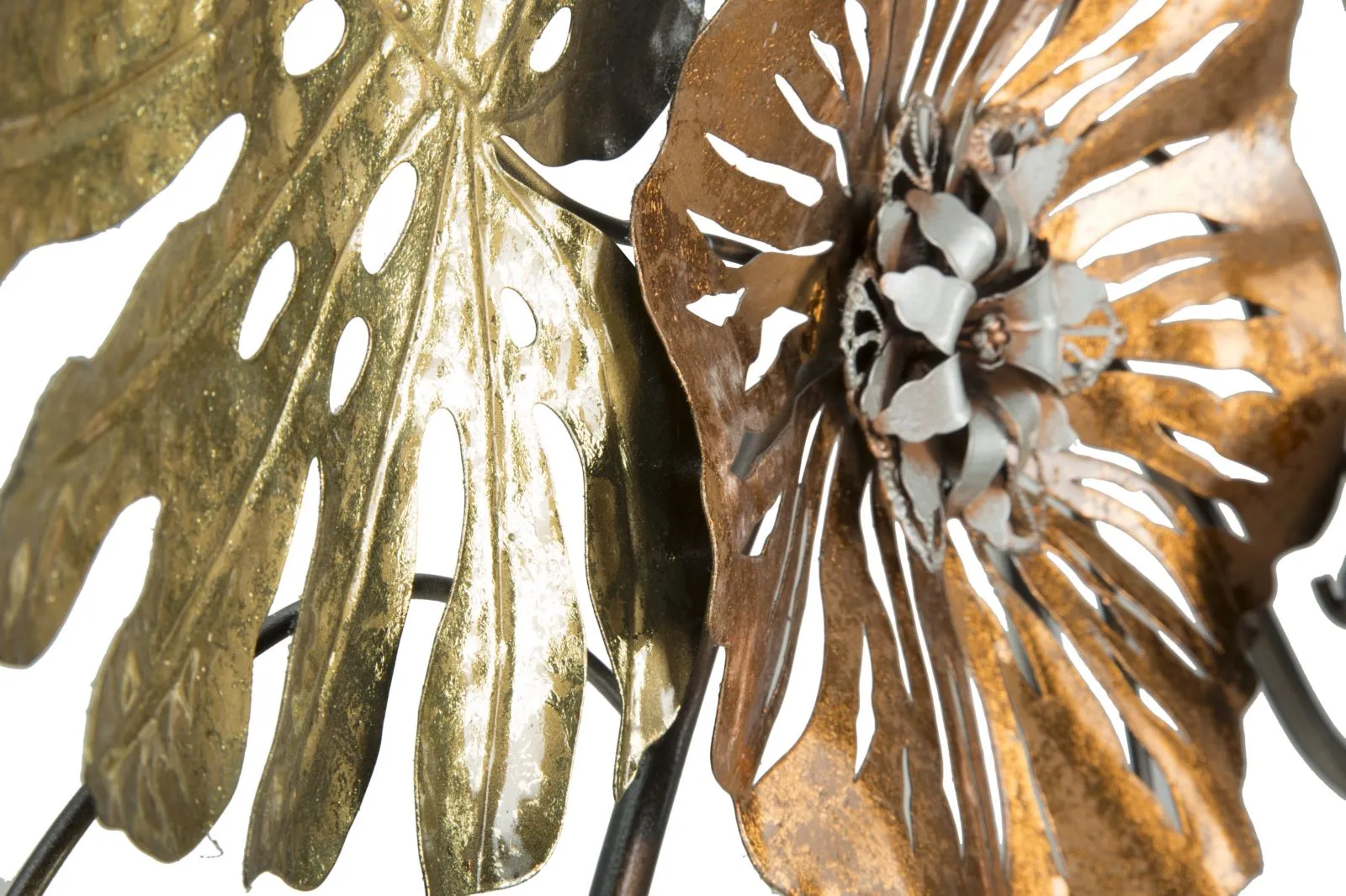 Metallic Flower & Leaf Wall Decor