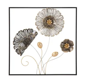 Metallic Flowers Wall Decor in Frame