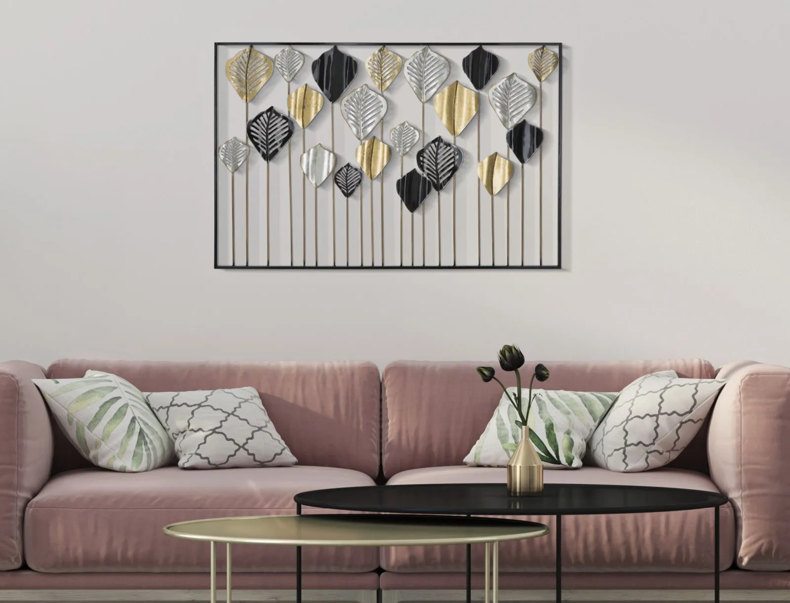 Metallic Leaf wall Decor in Frame