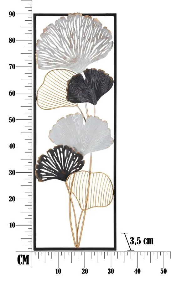 Metallic Leaves Bouquet in Square Frame Wall Decor