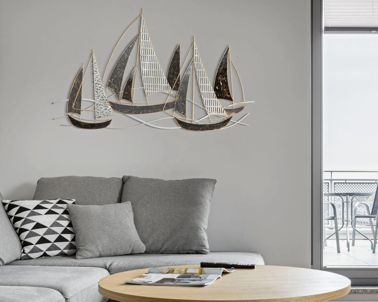 Metallic Sailing Boat Wall Decor