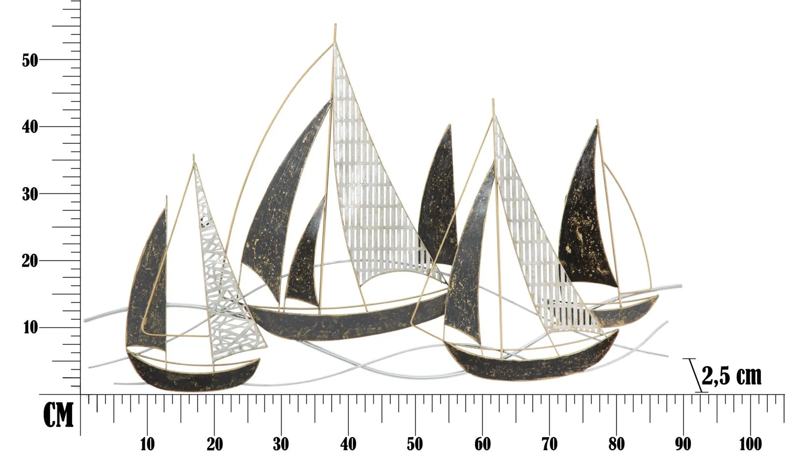Metallic Sailing Boat Wall Decor