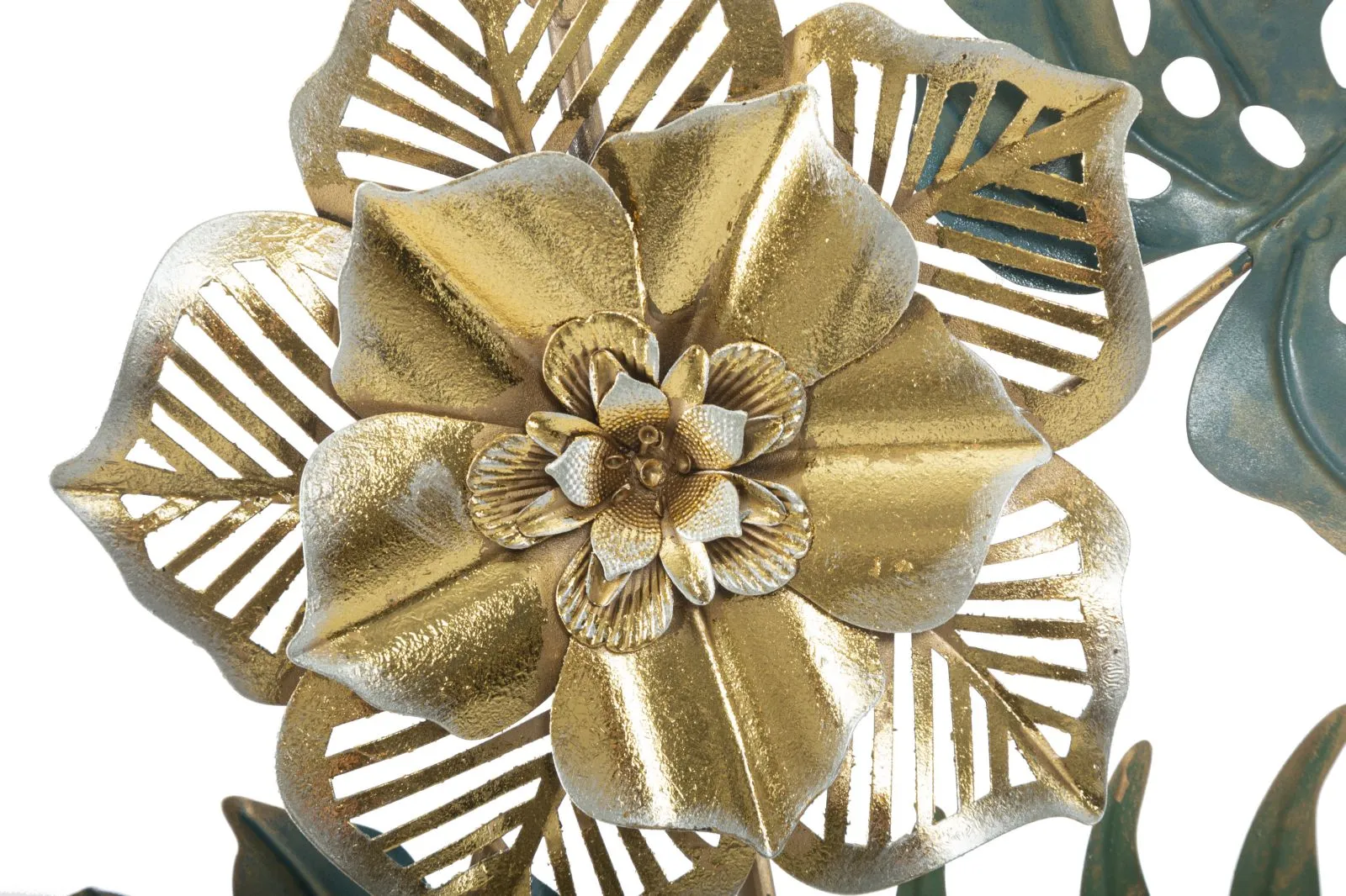 Metallic Tropical Flower & Leaf Wall Decor in Frame