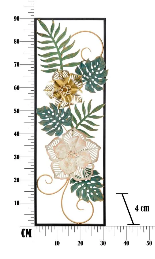 Metallic Tropical Flower & Leaf Wall Decor in Frame