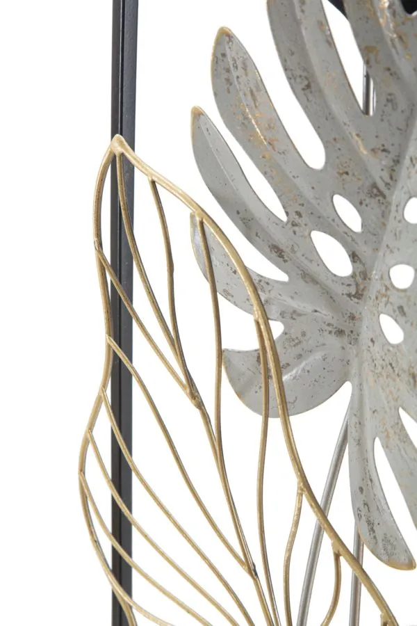 Metallic Tropical Leaves Wall Decor in Frame