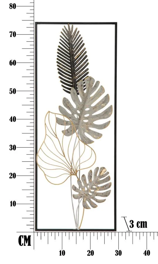 Metallic Tropical Leaves Wall Decor in Frame