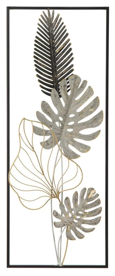 Metallic Tropical Leaves Wall Decor in Frame