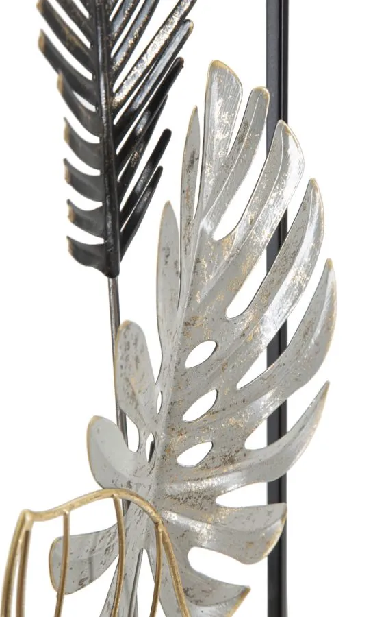 Metallic Tropical Leaves Wall Decor in Frame