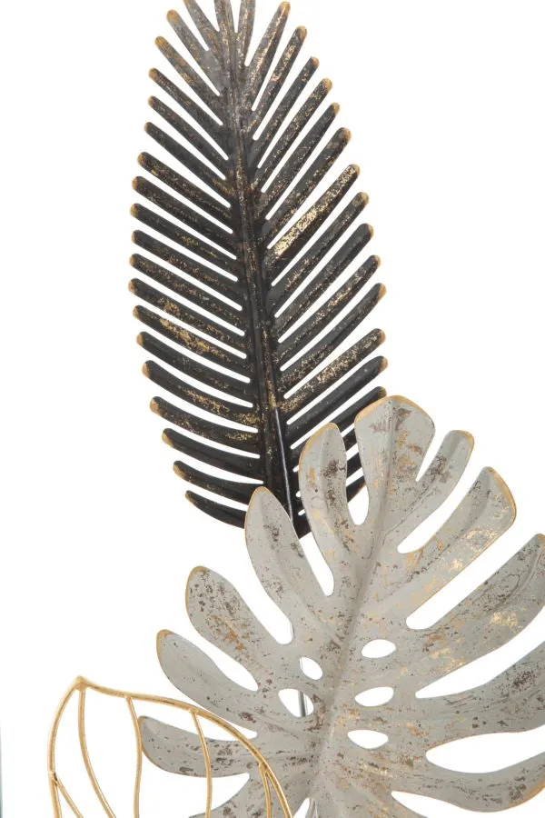 Metallic Tropical Leaves Wall Decor in Frame
