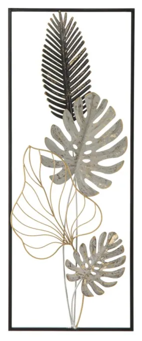 Metallic Tropical Leaves Wall Decor in Frame