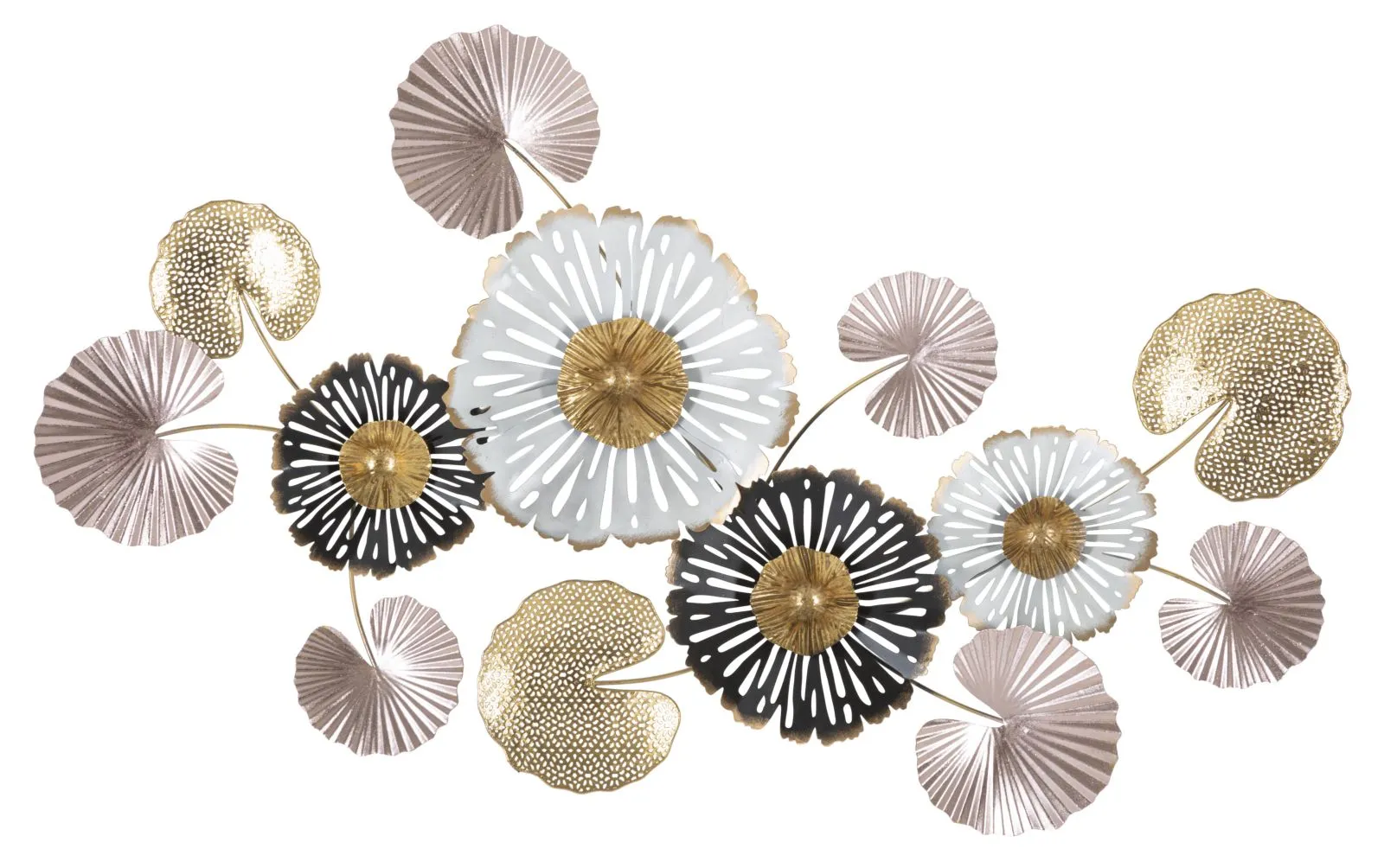 Metallic Water Lily Flower & Leaves Wall Decor