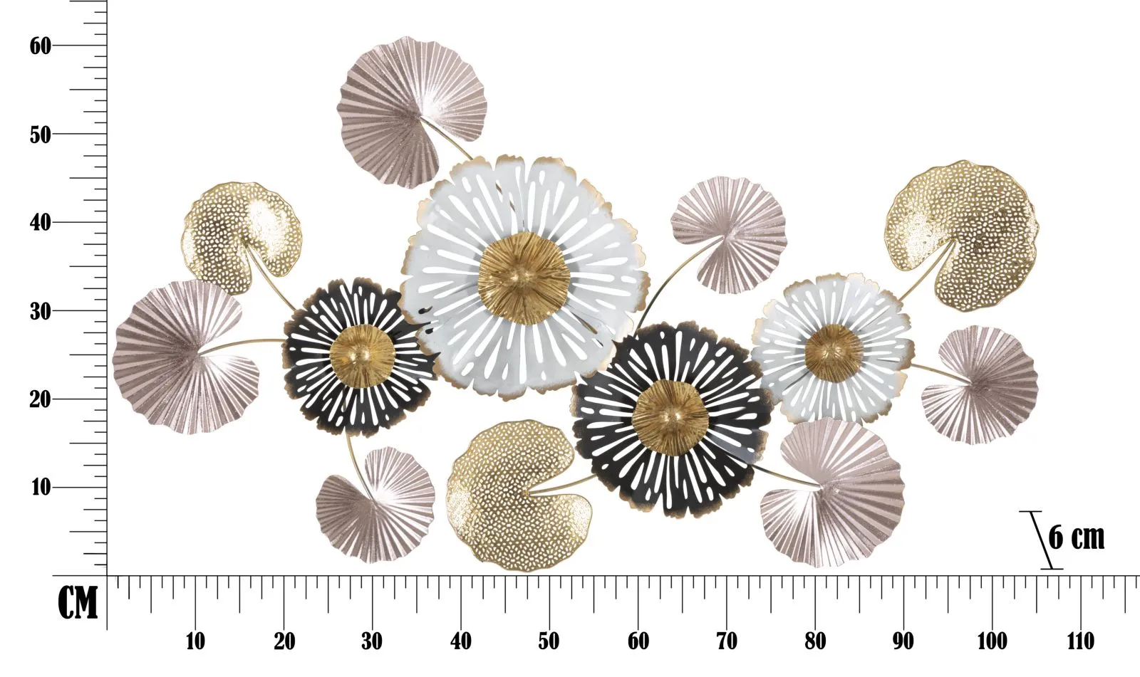 Metallic Water Lily Flower & Leaves Wall Decor