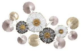 Metallic Water Lily Flower & Leaves Wall Decor