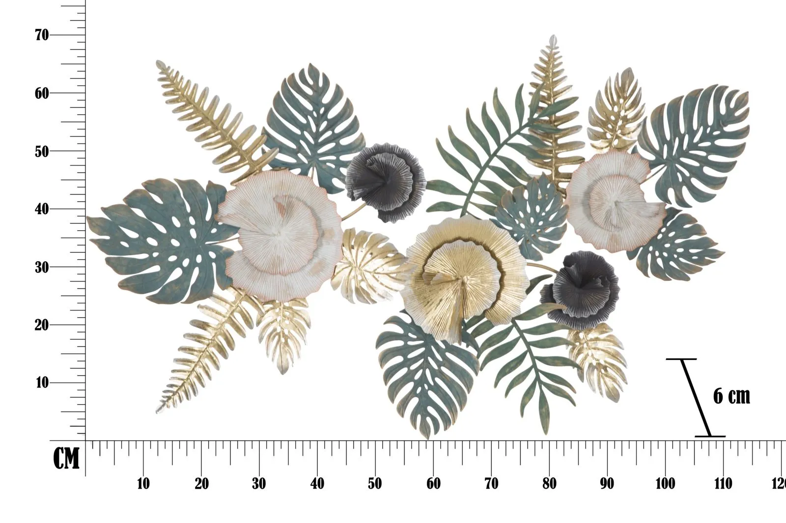 Metallis Palm Leaf & Flower Wall Decor