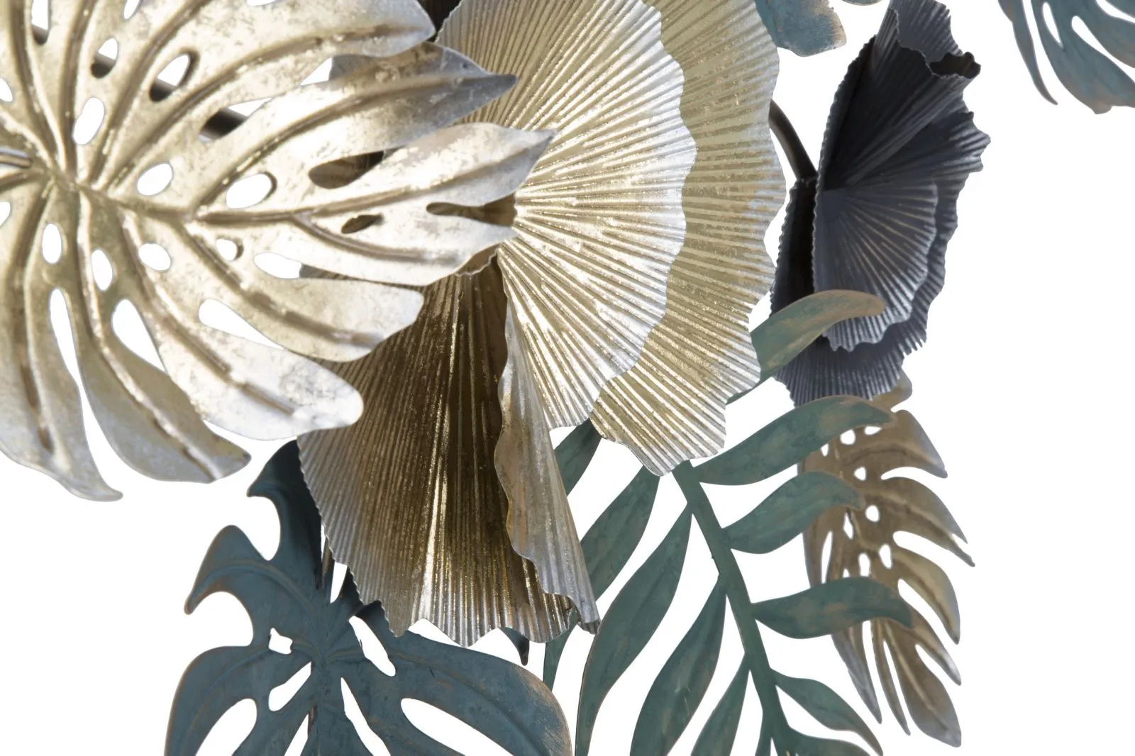 Metallis Palm Leaf & Flower Wall Decor