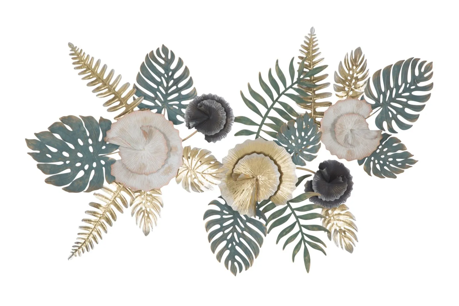 Metallis Palm Leaf & Flower Wall Decor