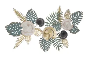 Metallis Palm Leaf & Flower Wall Decor