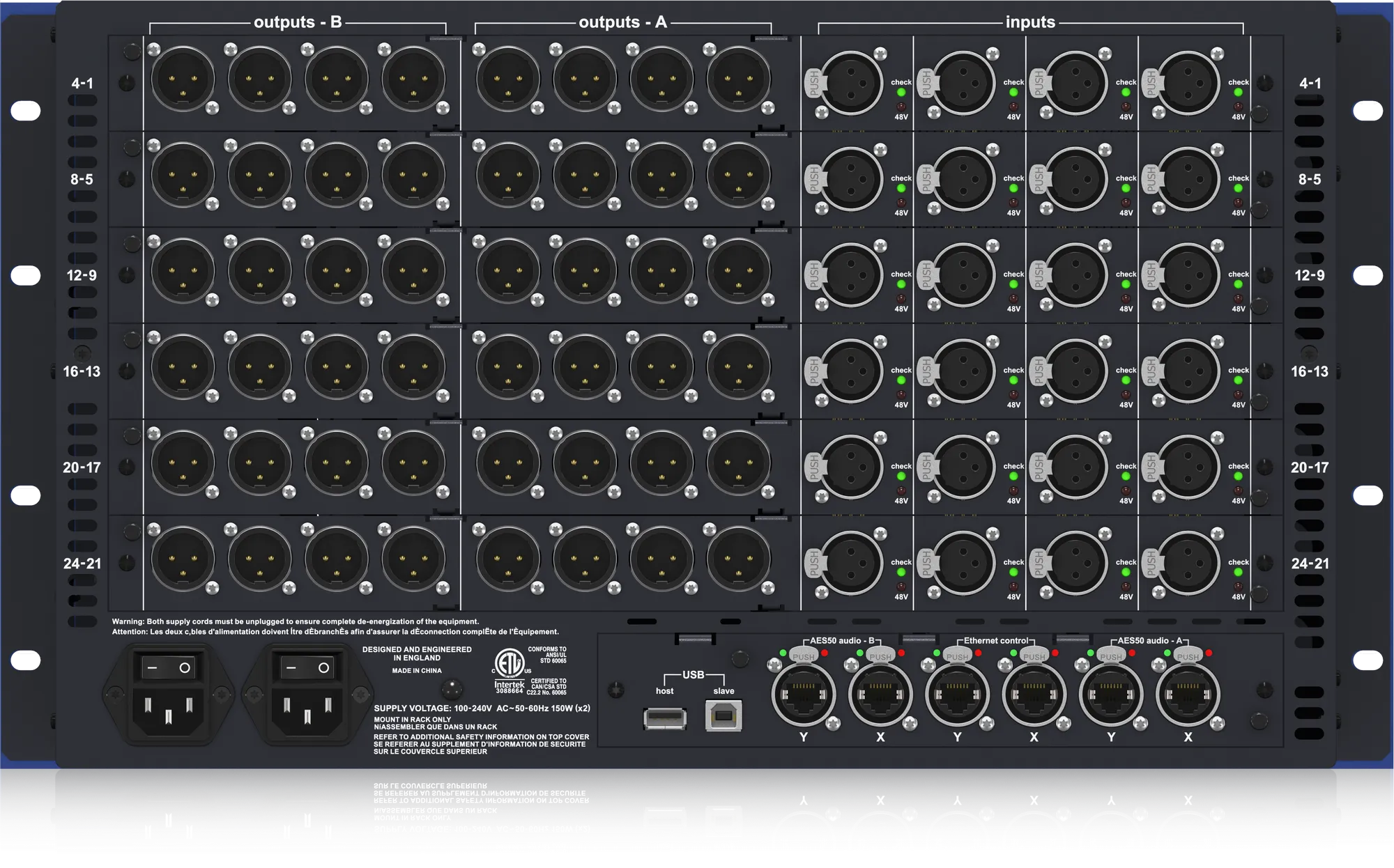 Midas DL431 - 24 Input, 72 Output Active Microphone Splitter with Independent Midas Microphone Preamplifiers