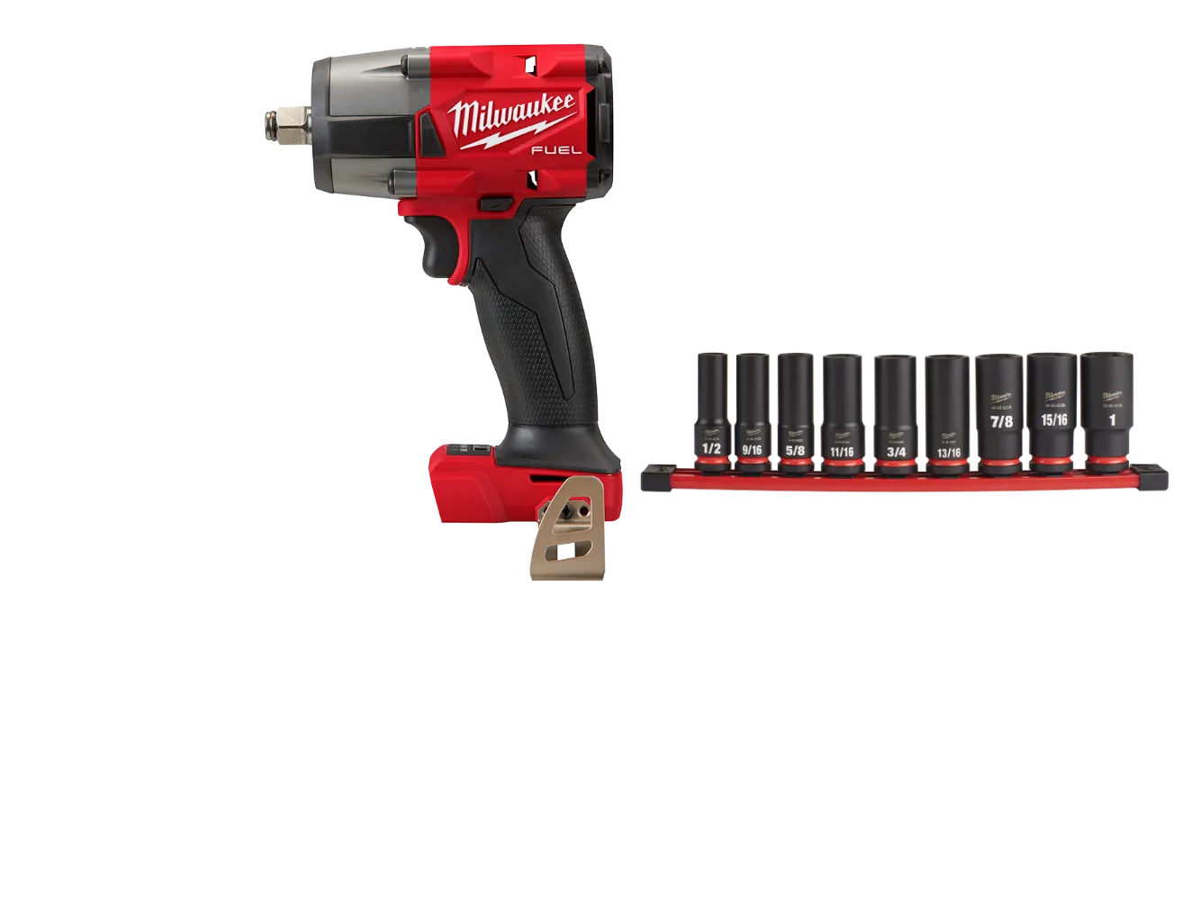Milwaukee 2962-20SAE M18 FUEL 18V 1/2" Mid-Torque Impact Wrench w/ Sockets