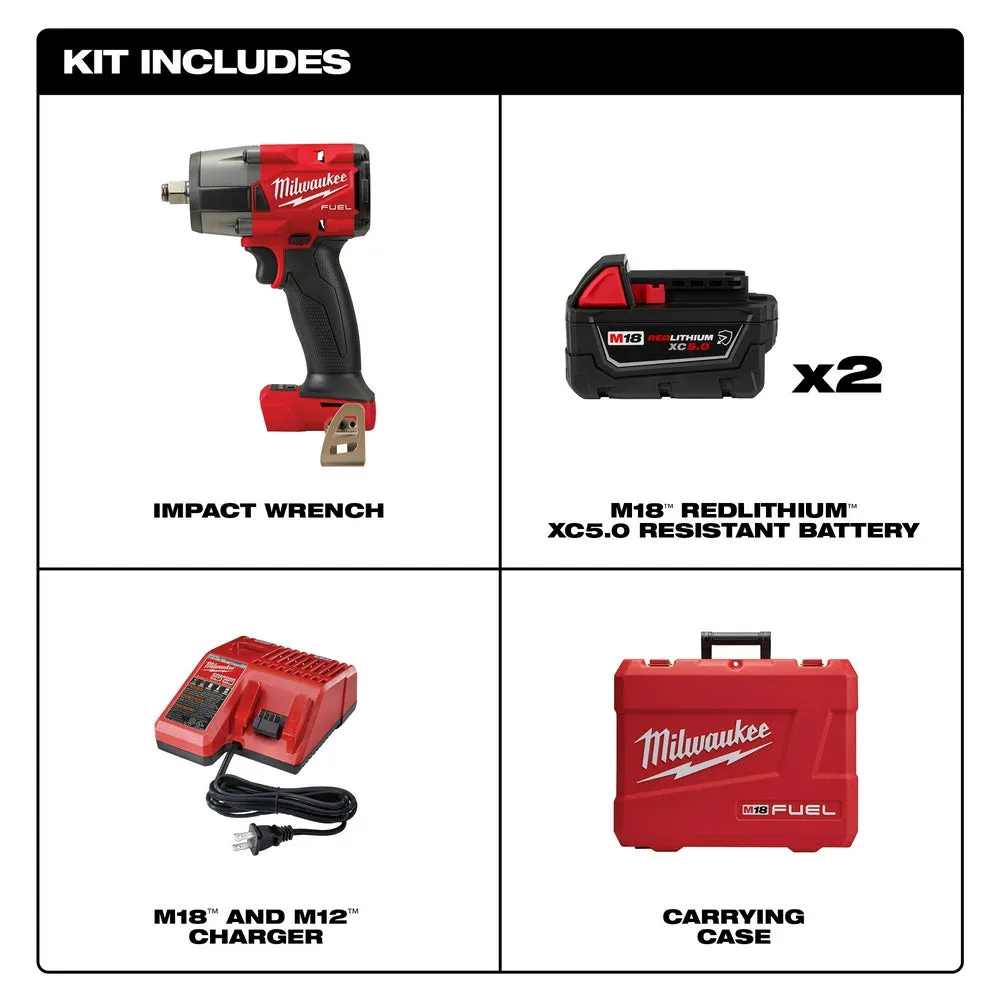 Milwaukee 2962-22R M18 FUEL 18V 1/2" Mid-Torque Impact Wrench w/ Ring Kit