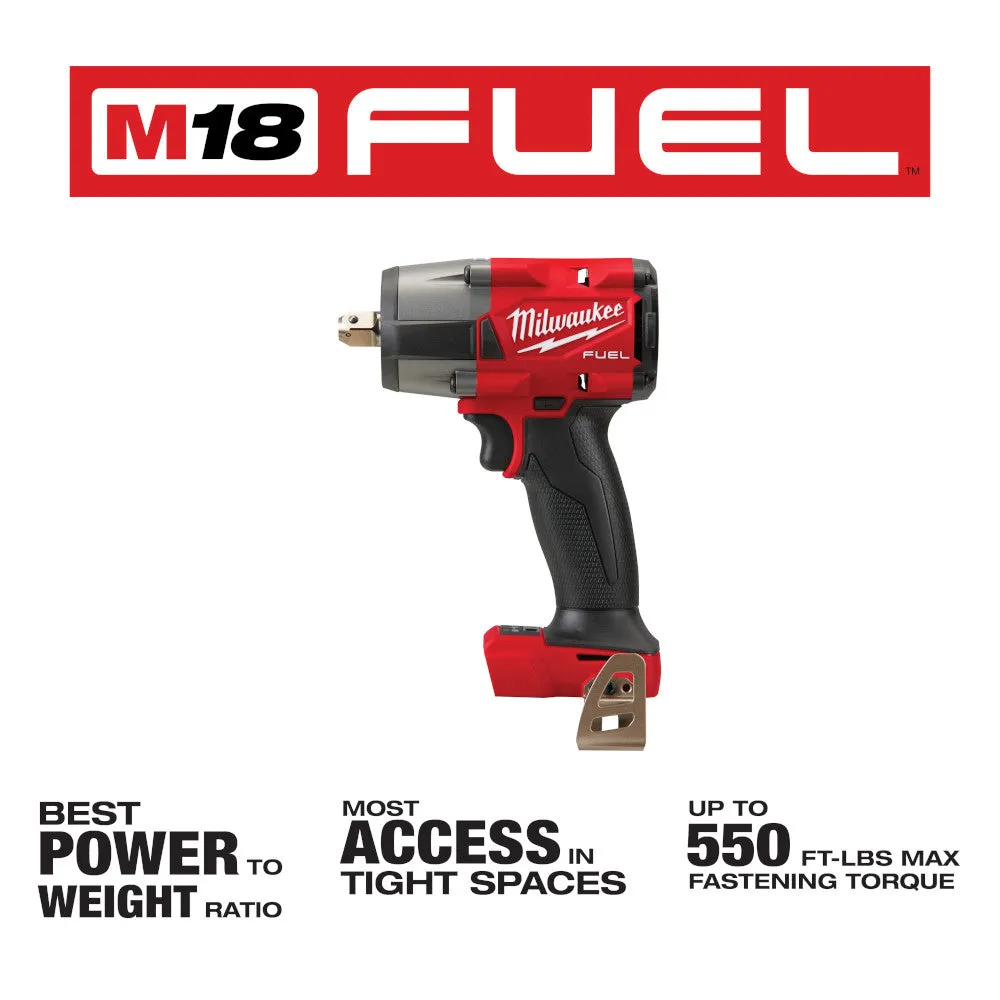 Milwaukee 2962P M18 FUEL 18V 1/2" Mid Torque Imapct w/ SAE Socket Set - 12 PC