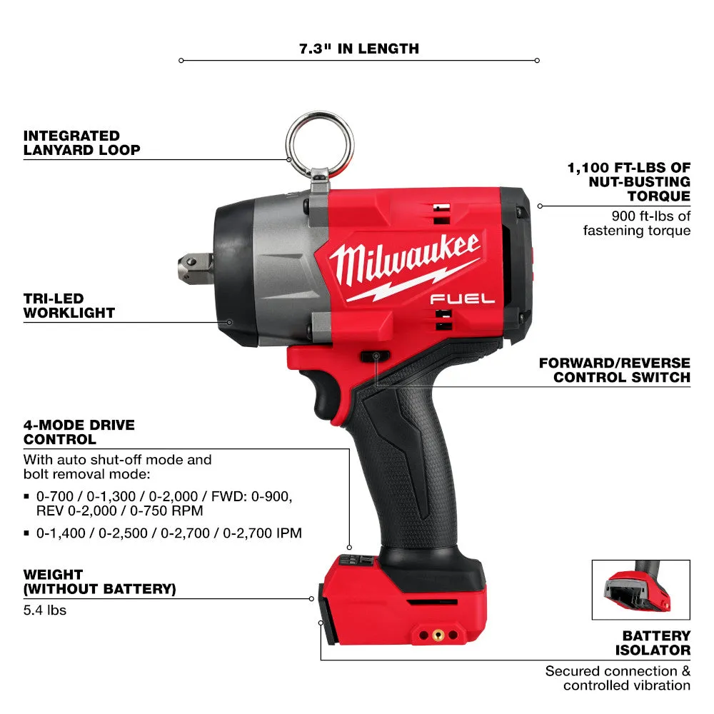 Milwaukee 2966-20 M18 FUEL 18V 1/2" High Torque Impact Wrench w/ Pin - Bare Tool