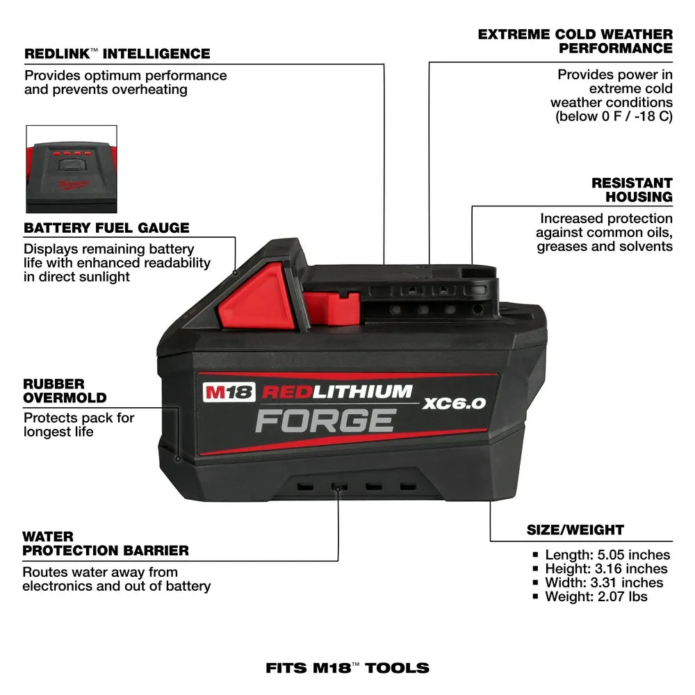 Milwaukee 2967-20F6 M18 FUEL 18V 1/2" Li-Ion Impact Wrench w/ 6AH Forge Battery
