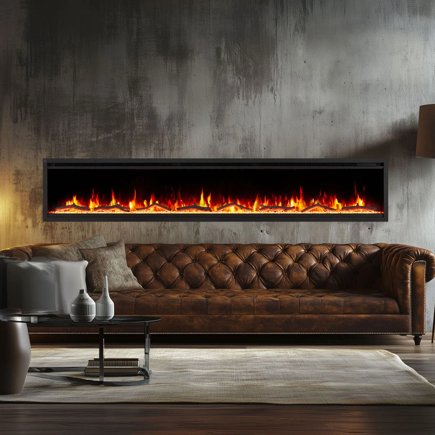 Nocturne 1500W 72 inch Built-in Recessed Electric Fireplace - Extra Slim