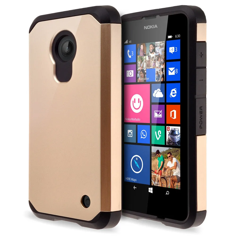Nokia Lumia 635 Case, SlimHybrid Dual Layer Armor[Impact/Shock Resistant] Case for Nokia Lumia 635 - Gold/Black