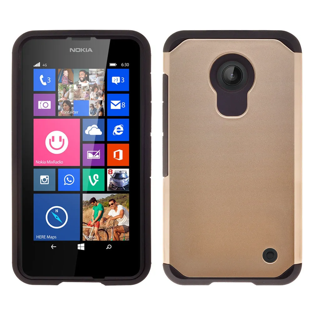 Nokia Lumia 635 Case, SlimHybrid Dual Layer Armor[Impact/Shock Resistant] Case for Nokia Lumia 635 - Gold/Black