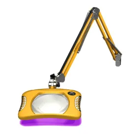 OC White 82400-4-UV-BY Green-Lite&reg; Visible UV LED Magnifier with 5.25" x 7" Rectangular, 4 Diopter Lens & Edge Clamp, Blazing Yellow