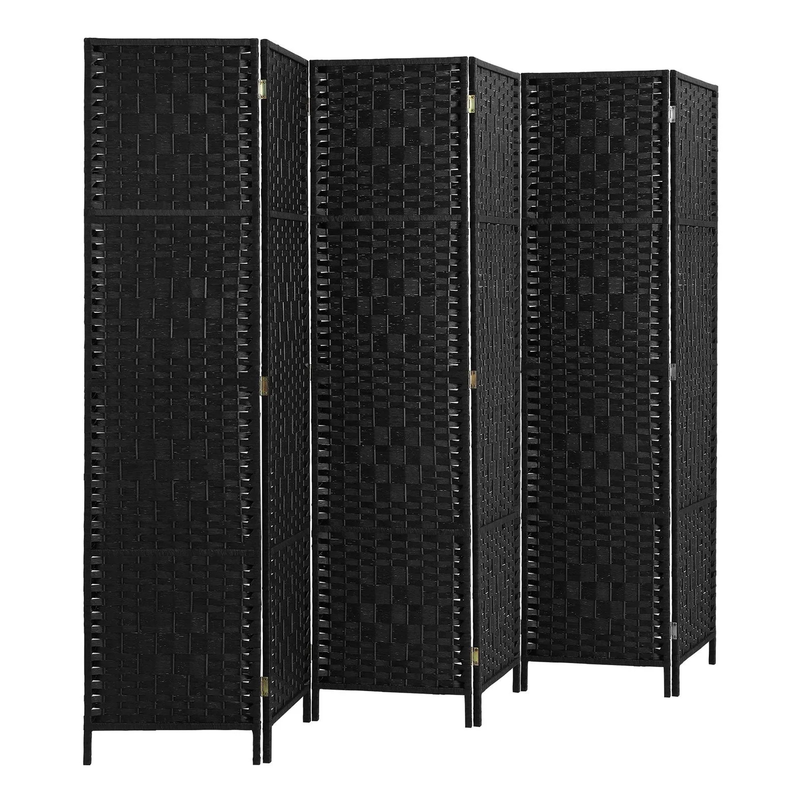 Oikiture 6 Panel Room Divider Screen Privacy Dividers Woven Wood Folding Black