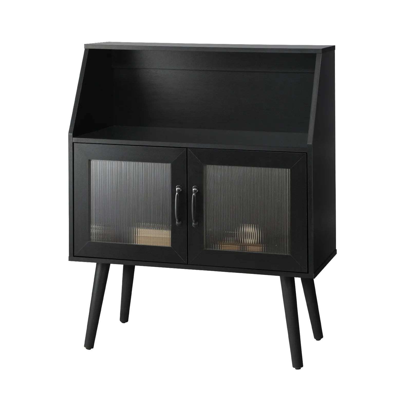 Oikiture Buffet Sideboard Storage Cabinet Kitchen Cupboard Hallway Table Black