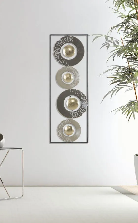 Round Geometric Metallic Wall Decor in Frame