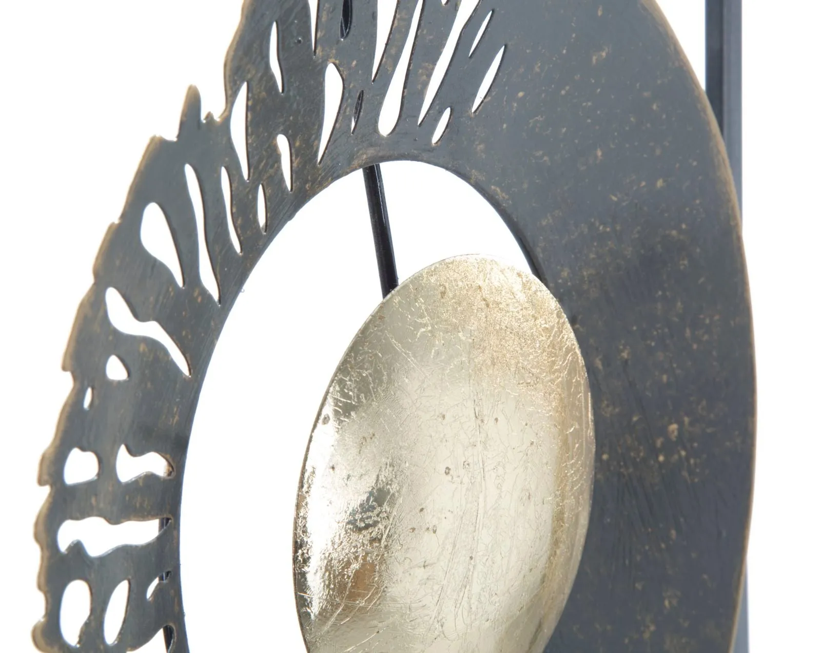 Round Geometric Metallic Wall Decor in Frame