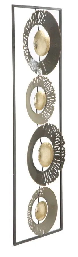 Round Geometric Metallic Wall Decor in Frame