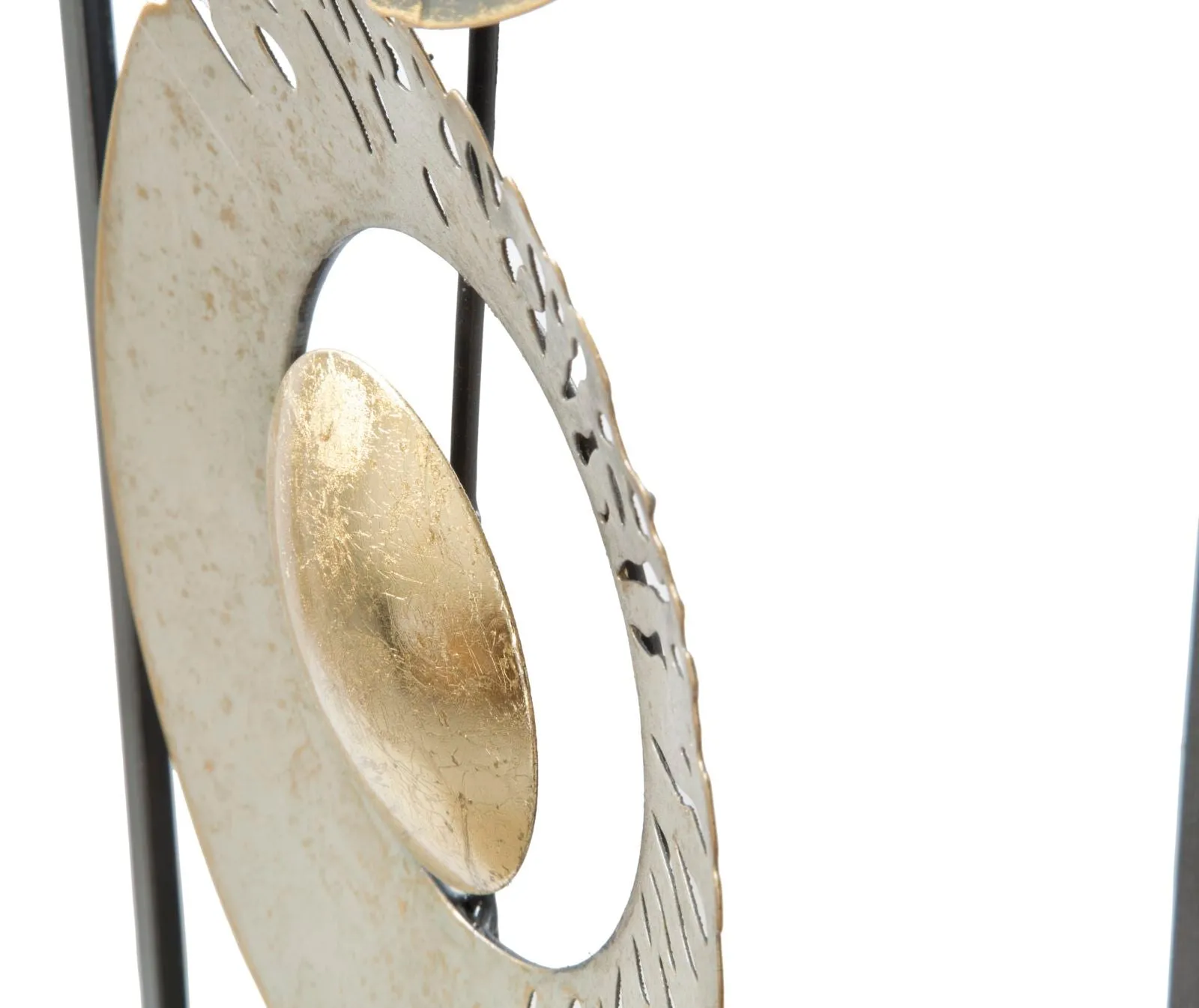 Round Geometric Metallic Wall Decor in Frame