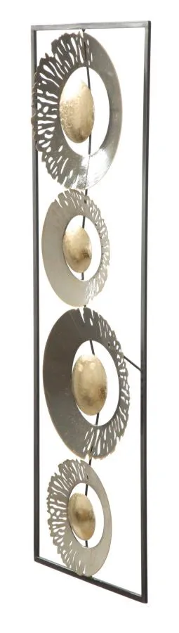 Round Geometric Metallic Wall Decor in Frame